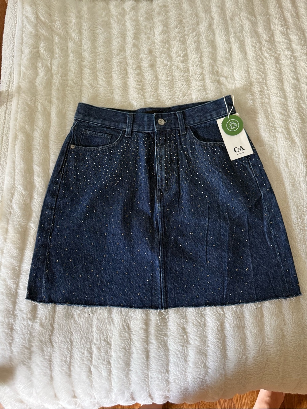 C&A Bedazzled Denim Mini Skirt size S-M